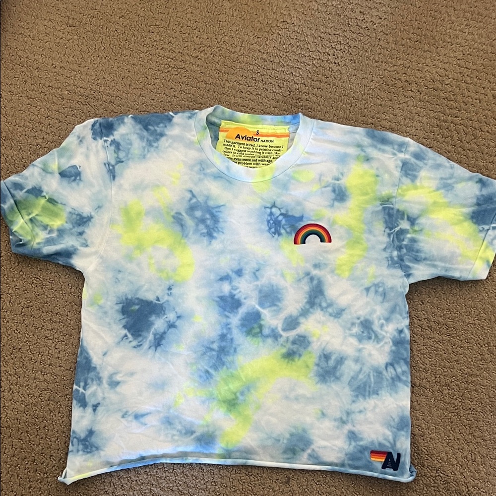Aviator Nation Kids Blue and Yellow Tie-Dye Tee